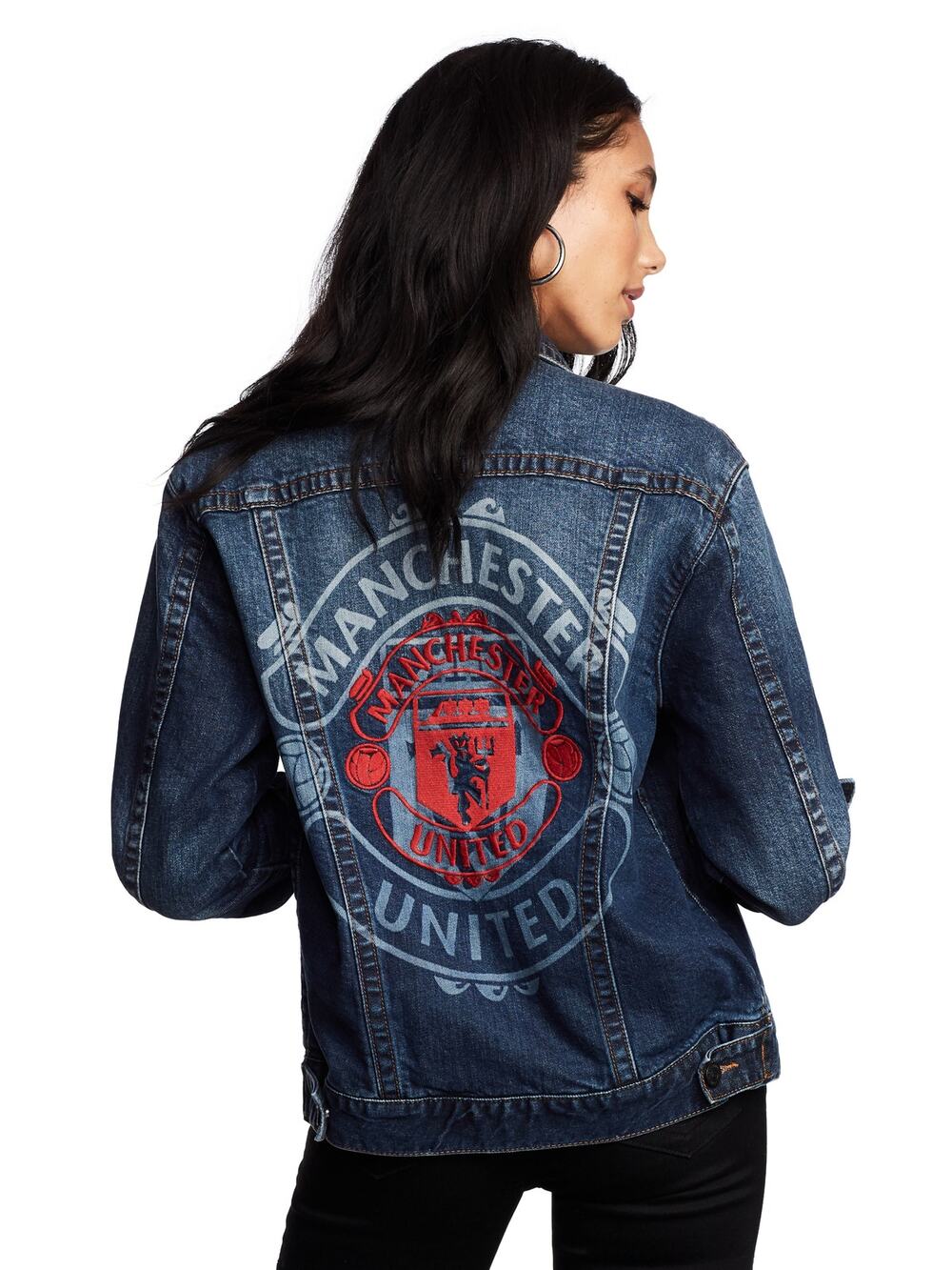 True Religion Women's X Manchester United Embroidered Denim Trucker Jacket